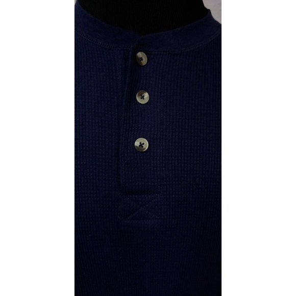 CE Schmidt Workwear Mens Medium Blue Waffle Knit Henley Thermal Shirt - Picture 2 of 11